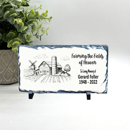 Memorial Stone - Farmer Memorial Gift - "Farming the Fields of Heaven"