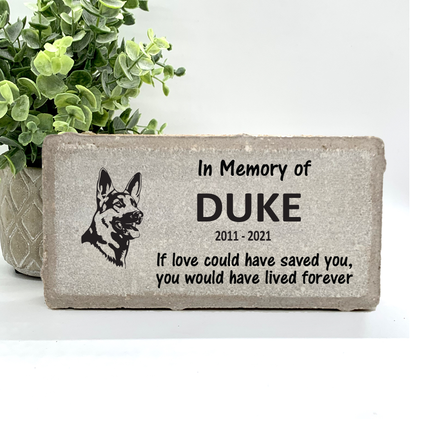 Personalized German Shepherd Memorial Gifts with a variety of indoor and outdoor stone choices at www.florida-funshine.com. Our Custom Pet Memorial Stones serve as heartfelt sympathy gifts for those grieving a pet loss, ensuring a lasting tribute cherished for years. Enjoy free personalization, quick shipping in 1-2 business days, and quality crafted memorials made in the USA.