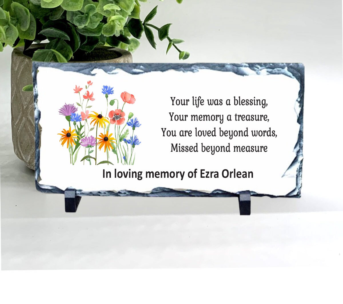 Memorial Stone, Sympathy Gift, Bereavement Gift, Funeral Gift, Wildflowers Memorial, Condolence Gift, Custom Memorial Gift