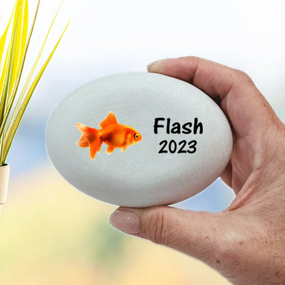 Goldfish Memorial Stone- Personalized Pet Keepsake- Pet Loss Gift - Custom Goldfish Burial Marker - Goldfish Memorial Gift - MemorialGiftsandmore - Memorial Stones - Pets