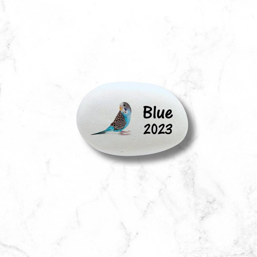 Parakeet Memorial Stone- Personalized Pet Keepsake- Pet Loss Gift - Custom Blue Parakeet Sympathy Gift - Parakeet Memorial Gift - MemorialGiftsandmore - Memorial Stones - Pets