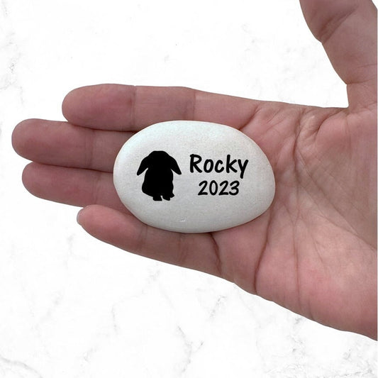 Lop Ear Rabbit Memorial Stone- Personalized Pet Keepsake- Pet Loss Gift - Custom Floppy Ear Bunny Memorial Gift - MemorialGiftsandmore - Memorial Stones - Pets