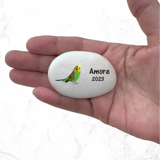 Parakeet Memorial Stone- Personalized Pet Keepsake- Pet Loss Gift - Custom Green Parakeet Sympathy Gift - Parakeet Memorial Gift - MemorialGiftsandmore - Memorial Stones - Pets