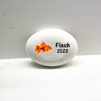 Goldfish Memorial Stone- Personalized Pet Keepsake- Pet Loss Gift - Custom Goldfish Burial Marker - Goldfish Memorial Gift - MemorialGiftsandmore - Memorial Stones - Pets