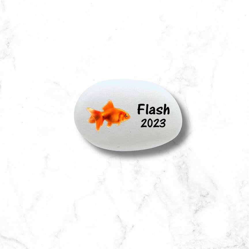 Goldfish Memorial Stone- Personalized Pet Keepsake- Pet Loss Gift - Custom Goldfish Burial Marker - Goldfish Memorial Gift - MemorialGiftsandmore - Memorial Stones - Pets