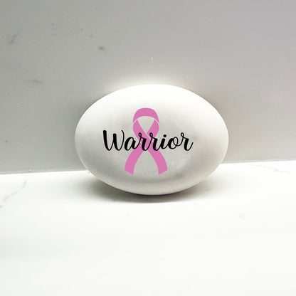 Warrior Stone - Cancer Warrior Gift - Warrior handcrafted stone - Pink Cancer Ribbon - Breast Cancer Warrior - Warrior- Choice of stone size