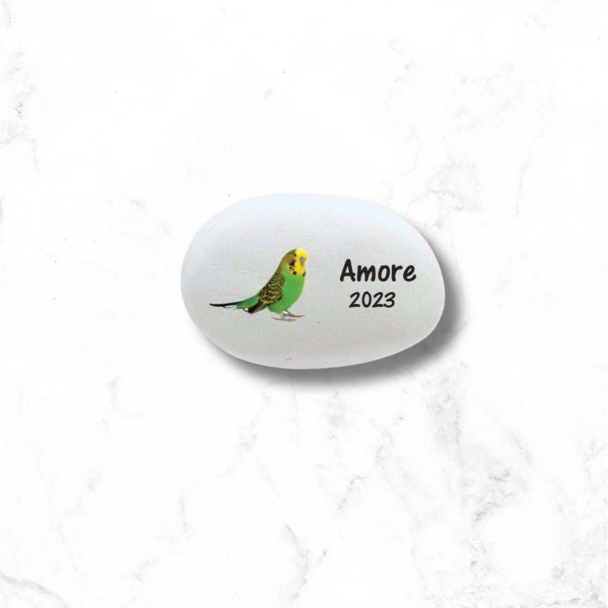 Parakeet Memorial Stone- Personalized Pet Keepsake- Pet Loss Gift - Custom Green Parakeet Sympathy Gift - Parakeet Memorial Gift - MemorialGiftsandmore - Memorial Stones - Pets