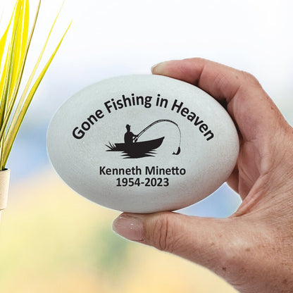 Memorial Stone - Sympathy Gift Bereavement Gift Funeral Gift - Fisherman Memorial Condolence Gift - Custom Memorial Gift - Gone Fishing - MemorialGiftsandmore - Memorial Stones - People