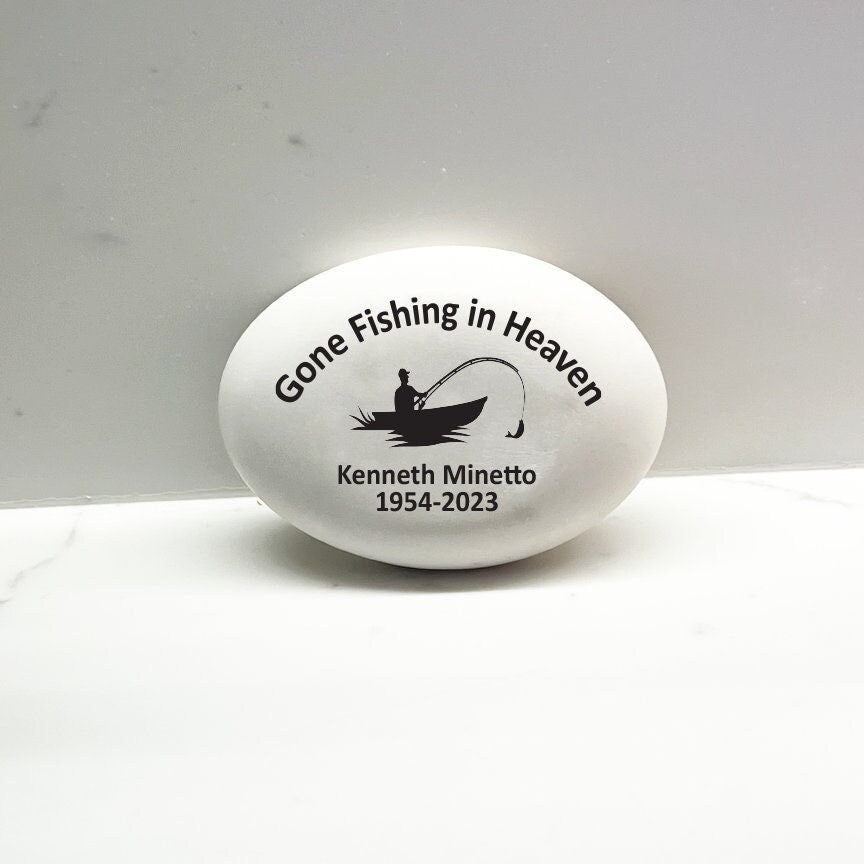 Memorial Stone - Sympathy Gift Bereavement Gift Funeral Gift - Fisherman Memorial Condolence Gift - Custom Memorial Gift - Gone Fishing - MemorialGiftsandmore - Memorial Stones - People