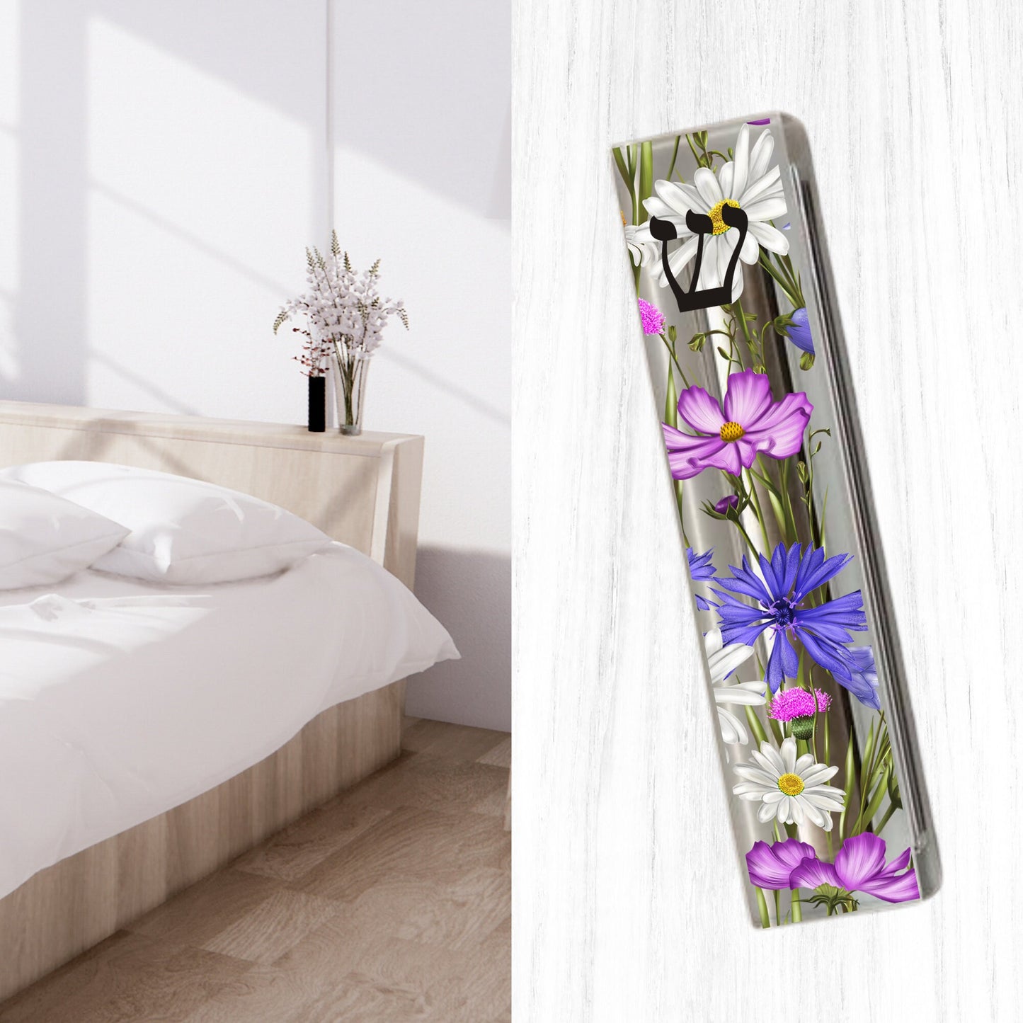 Mezuzah - Wildflower Mezuzah - with or without name - Acrylic Mezuzah - Modern Mezuzah - Personalized Mezuzah - Flower Mezuzah