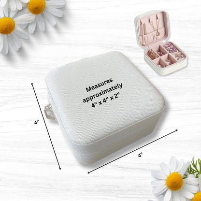 Personalized Travel Jewelry Case, Custom Printed Jewelry Box with Name and Flowers, Bridesmaids Proposal Gift, Traveler gift