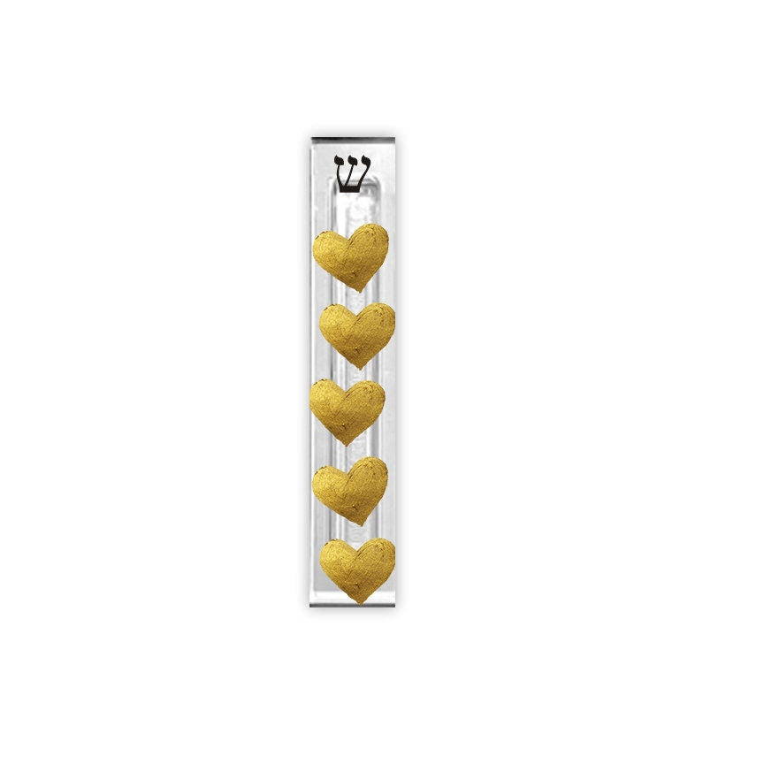 Personalized Heart Mezuzah - With or without name - Gold Hearts Acrylic Mezuzah - Teen Trendy Mezuzah - New Baby Gift - New Home Gift