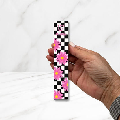 Mezuzah - Daisy Checkerboard Mezuzah - With or without name - Acrylic Rose Mezuzah - Floral Judaica Gift - New Baby Gift - New home gift