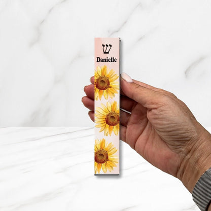 Mezuzah - Sunflower Mezuzah with light pink background - Acrylic Mezuzah - Modern Personalized Judaica Gift - New Baby Gift - New Home Gift