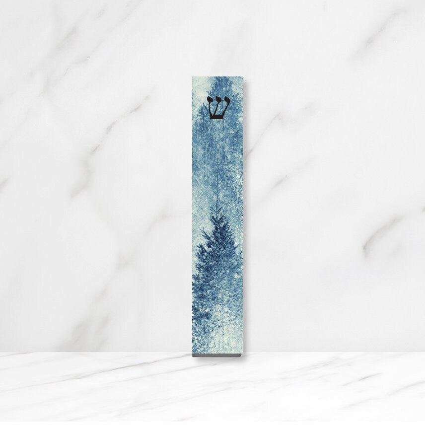 Mezuzah - Blue Forest Mezuzah - Acrylic Mezuzah - Personalized Judaica Gift - New Baby Gift - New Home Gift - Custom Mezuzah