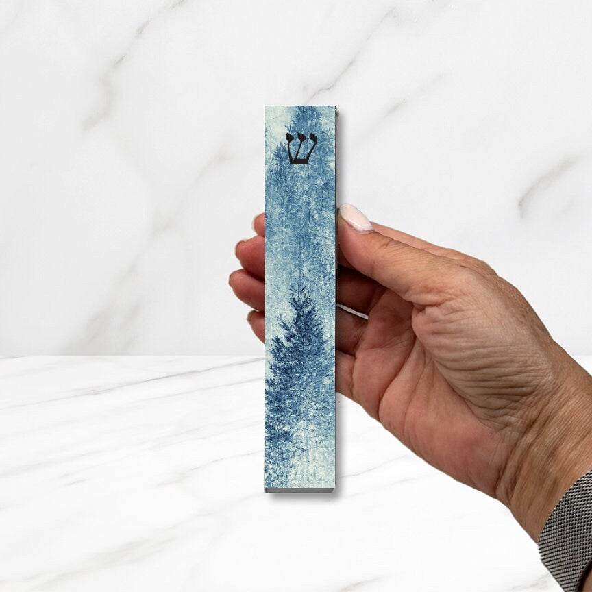 Mezuzah - Blue Forest Mezuzah - Acrylic Mezuzah - Personalized Judaica Gift - New Baby Gift - New Home Gift - Custom Mezuzah