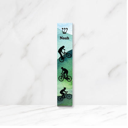 Mezuzah - Mountain Biker Mezuzah - Acrylic Mezuzah - Bike Mezuzah - Personalized Judaica Gift - Mountain Biker Gift - New Home Gift