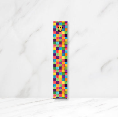 Mezuzah - Acrylic Mezuzah - Personalized Judaica Gift - New Baby Gift - Kids Mezuzah - Colored Blocks Custom Mezuzah - With or without name