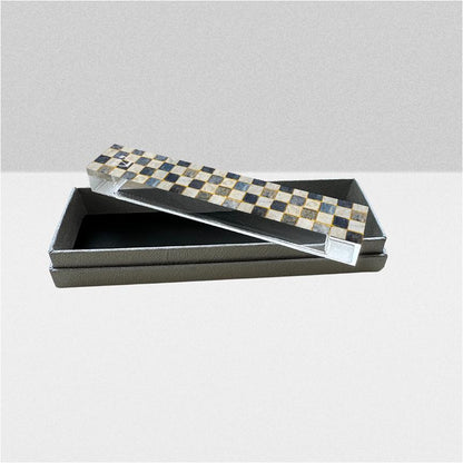 Mezuzah - Checkerboard Mezuzah - Neutral Colors - Acrylic Mezuzah - Modern Mezuzah - Personalized Judaica Gift