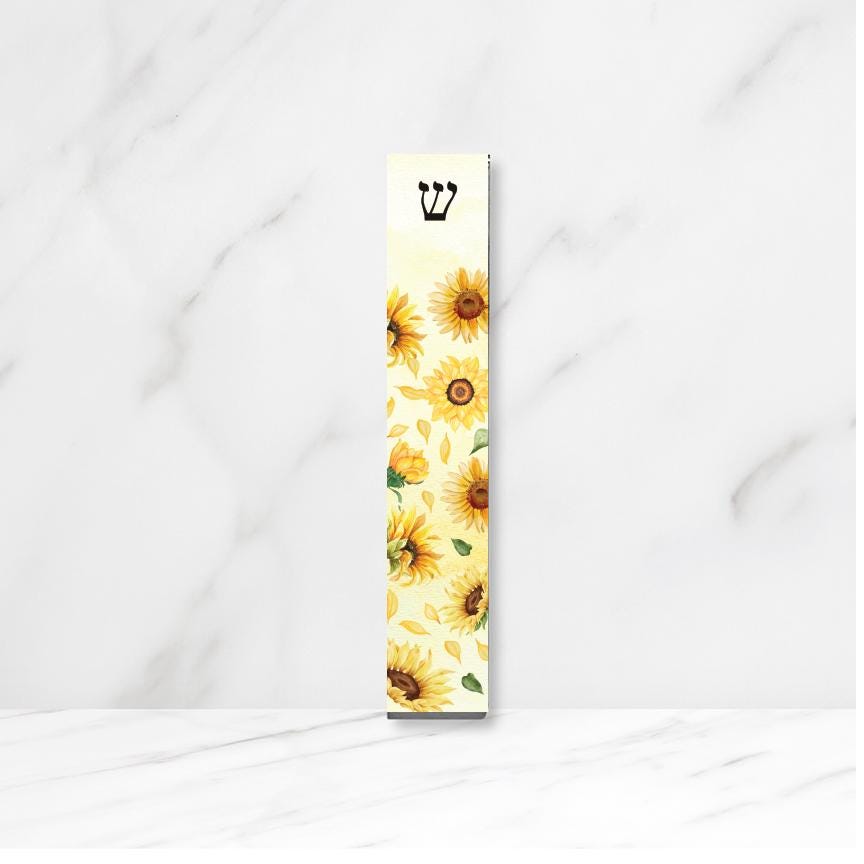 Mezuzah - Sunflower Mezuzah - Acrylic Mezuzah - Modern Mezuzah -Personalized Judaica Gift - New Baby Gift - Kids Mezuzah - New Home Gift