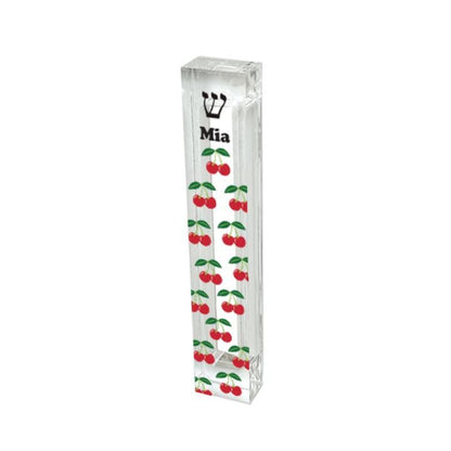 Mezuzah - Cherry Mezuzah - With or without name - Acrylic Rose Mezuzah - Cherries - Judaica Gift - New Baby Gift - New home gift