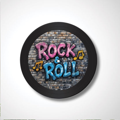 Vinyl Record Art, 12" Real Vinyl Record Printed with Rock & Roll in Graffiti, artist, musician, retro wall art, upcycled vinyl record art