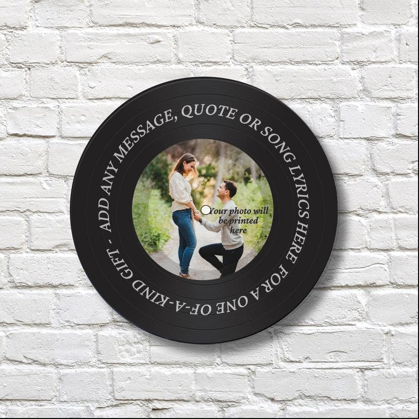 Vinyl Record Art, 12" Real Vinyl Record Personalized with your photo and custom message, upcycled vinyl record art, Decorative Vinyl