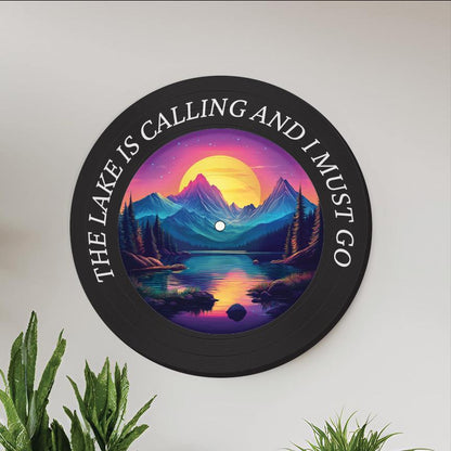 Vintage Vibes: 12" Lake Design Vinyl Record Wall Art -The Lake is Calling and I Must Go - Vinyl Record Printed with Lake Design