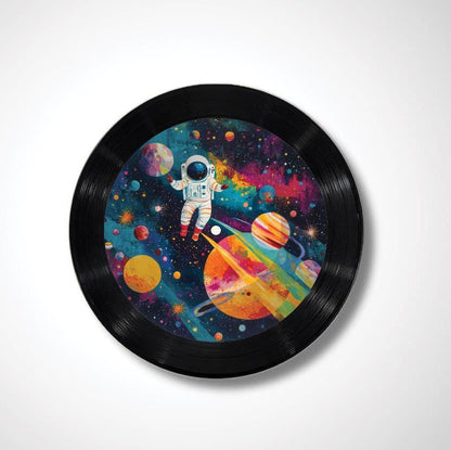 Outer Space 12" Vinyl Record Art, Real Vinyl Record Printed with Outer Space Image and your optional custom message, upcycled record art