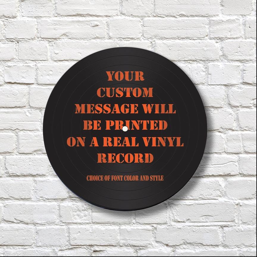 CUSTOM 12" Vinyl Record Wall Art, Your Custom Message on upcycled vinyl record, Personalized Real Vinyl Record Art, Font style, color choice