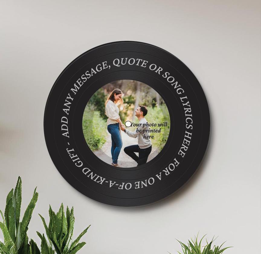 Vinyl Record Art, 12" Real Vinyl Record Personalized with your photo and custom message, upcycled vinyl record art, Decorative Vinyl