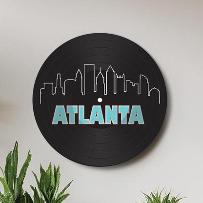 Atlanta Skyline 12" Vinyl Record - Atlanta Wall Art - Vinyl Record Printed with City Skyline and Name - New home gift -