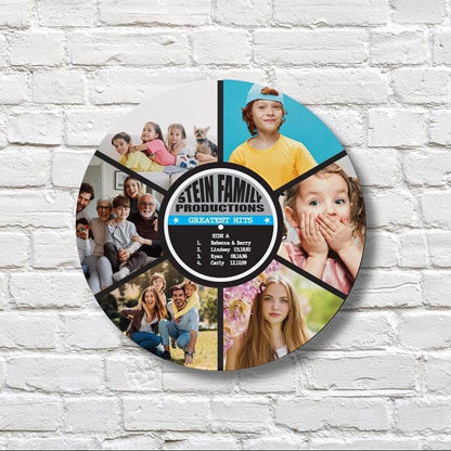 12" Real Vinyl Record Personalized with photos and family information, upcycled vinyl record art, Family Photo Gift, Greatest Hits Album