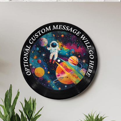 Outer Space 12" Vinyl Record Art, Real Vinyl Record Printed with Outer Space Image and your optional custom message, upcycled record art