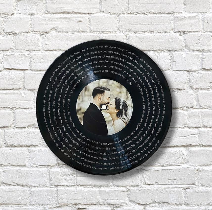 Personalized Wedding Gift, 12" Real Vinyl Record Personalized with your photo and wedding song lyrics, Custom Wedding Gift, Keepsake