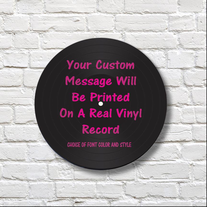 CUSTOM 12" Vinyl Record Wall Art, Your Custom Message on upcycled vinyl record, Personalized Real Vinyl Record Art, Font style, color choice