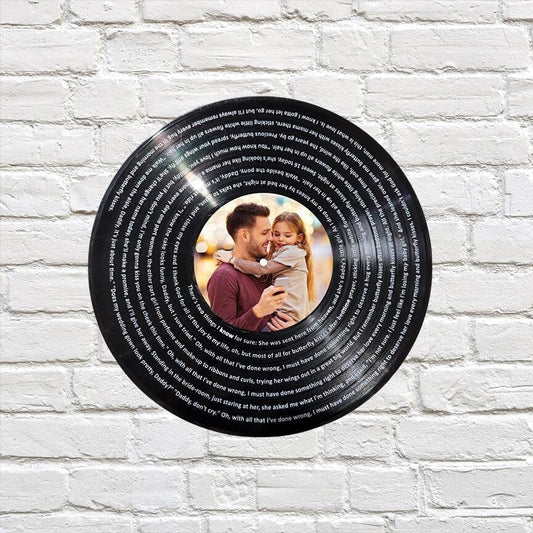 Personalized Wedding gift for Dad, 12" Real Vinyl Record Personalized with photo & father daughter dance song lyrics, Custom Gift for Dad
