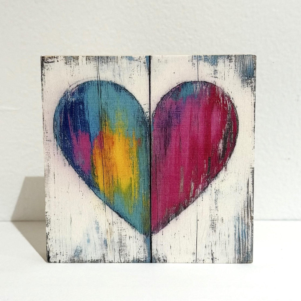 Heart art, wood plaque with heart design, tabletop and ready to hang, Heart Print on Wood Panel, Wood Rustic Heart design, Choice of size