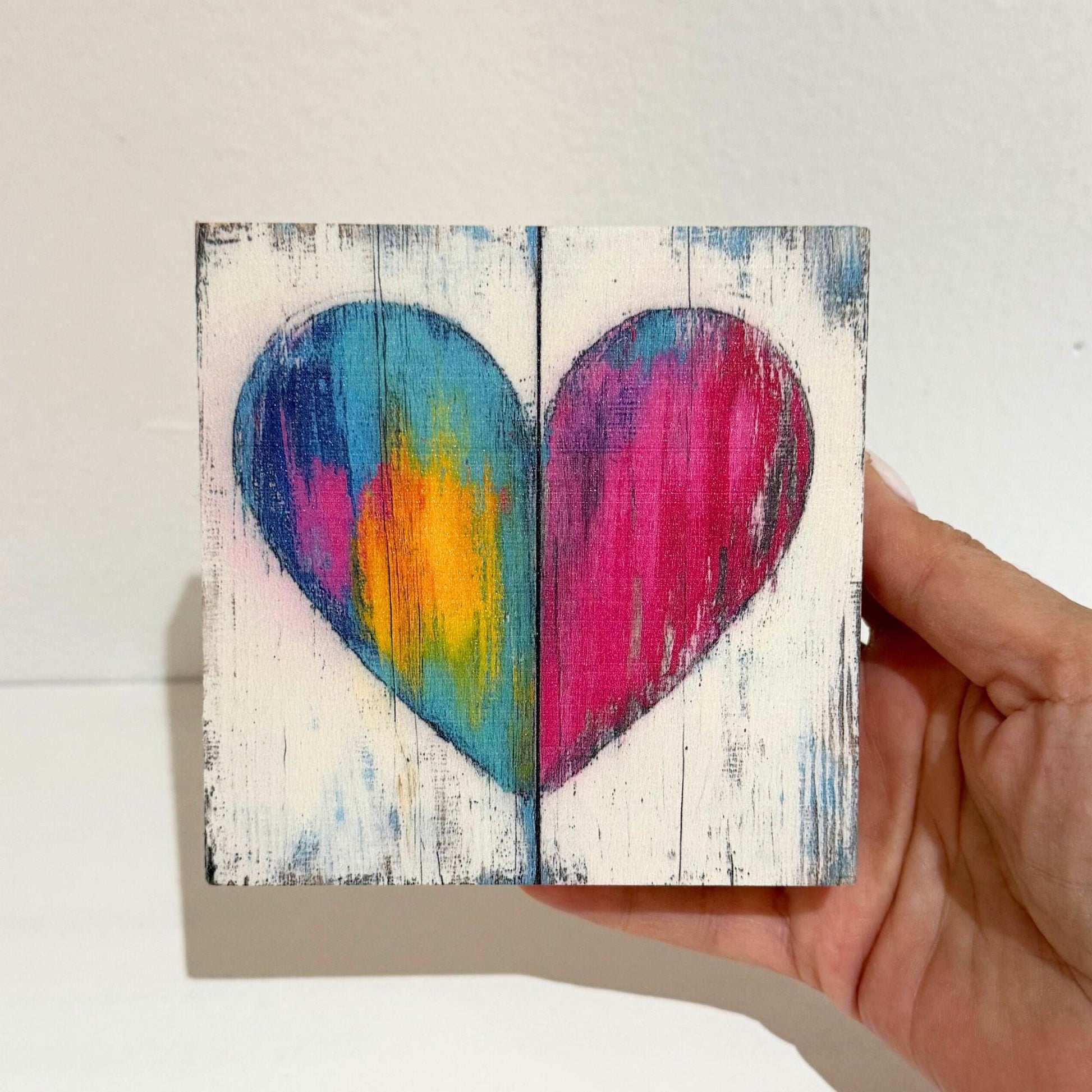 Heart art, wood plaque with heart design, tabletop and ready to hang, Heart Print on Wood Panel, Wood Rustic Heart design, Choice of size