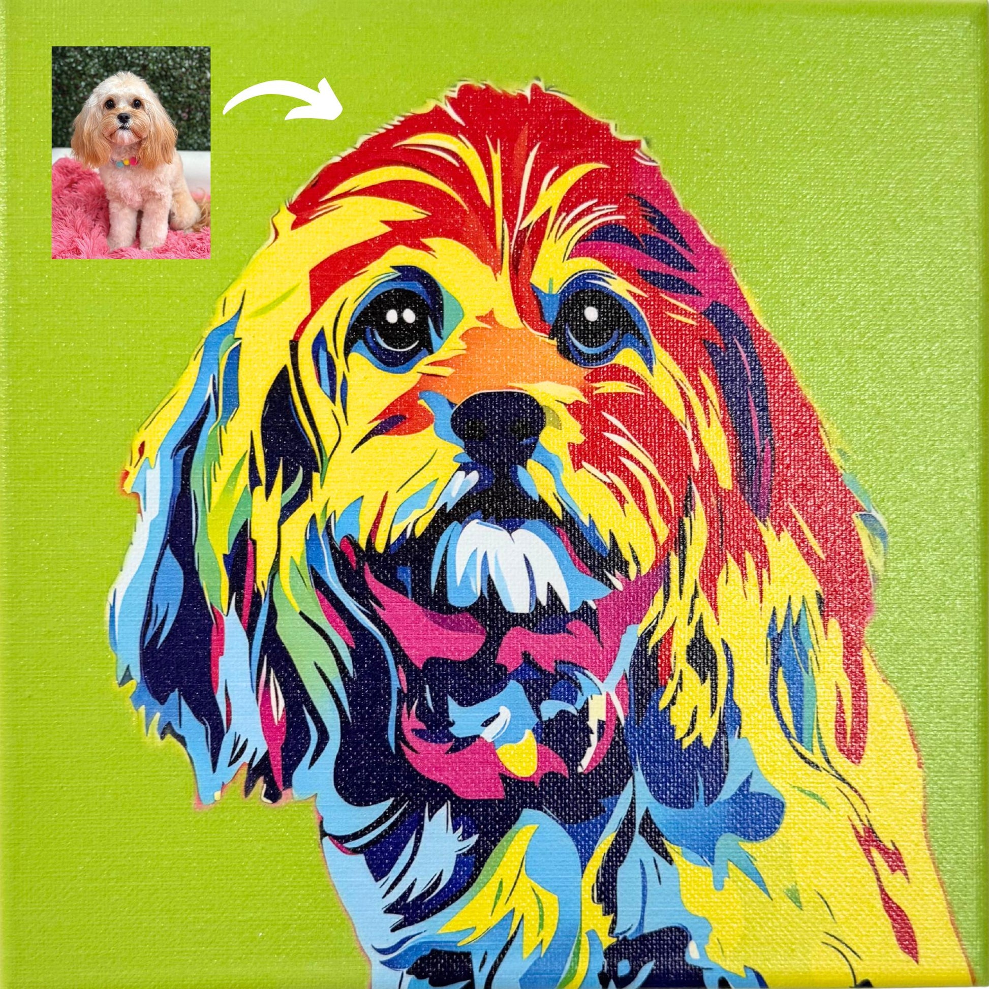 Pet Pop Art from Photo - Custom Pop Art Portrait on Canvas – Personalized Pet Artwork - Pet Memorial Gift - Pet Lover Gift - Dog Cat Pop Art