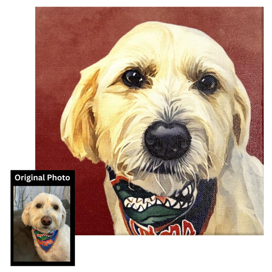 Custom Pet Portrait from Photo - Hand painted Look - Personalized Pet Artwork on Canvas - Pet Memorial Gift - Dog, Cat & Pet Lovers Gift