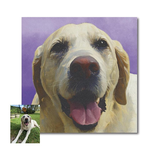 Custom Pet Portrait Closeup from Photo - Painting Style & Background Choice - Personalized Pet Canvas - Memorial Gift - Dog, Cat Lovers Gift
