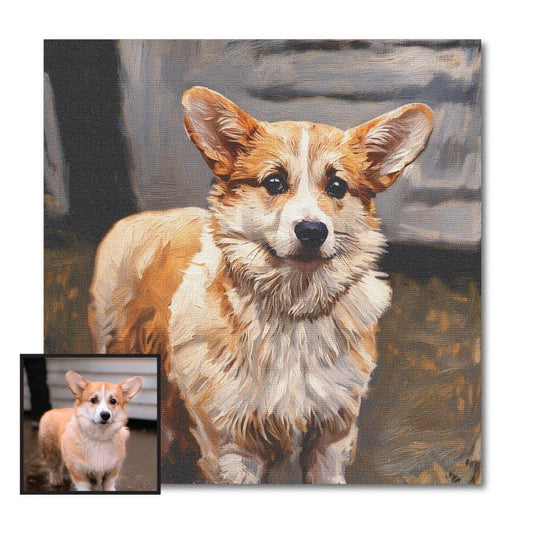 Custom Pet Painting from Photo - Oil painted look - Personalized Pet Artwork Printed on Canvas - Pet Memorial Gift - Dog and Cat Lovers Gift