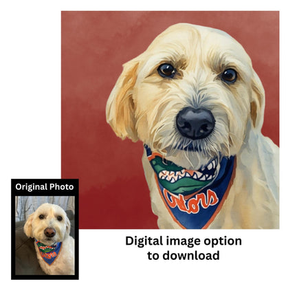 Custom Digital Pet Portrait or Printed Pet Portrait on Canvas – Personalized Pet Artwork - Pet Memorial Gift - Dog, Cat & Pet Lovers Gift