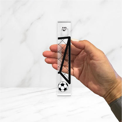 Personalized Soccer Mezuzah - Boys Room - Acrylic Mezuzah - Modern Mezuzah - Teen Mezuzah - Soccer Player Mezuzah