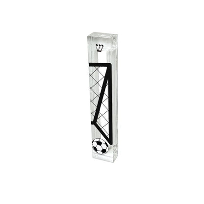 Personalized Soccer Mezuzah - Boys Room - Acrylic Mezuzah - Modern Mezuzah - Teen Mezuzah - Soccer Player Mezuzah