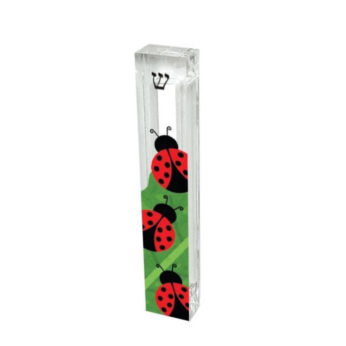 Ladybug Mezuzah - Acrylic Mezuzah - Modern Mezuzah - Personalized Judaica Gift - New Baby Gift - New Home Gift - Ladybugs on leaf