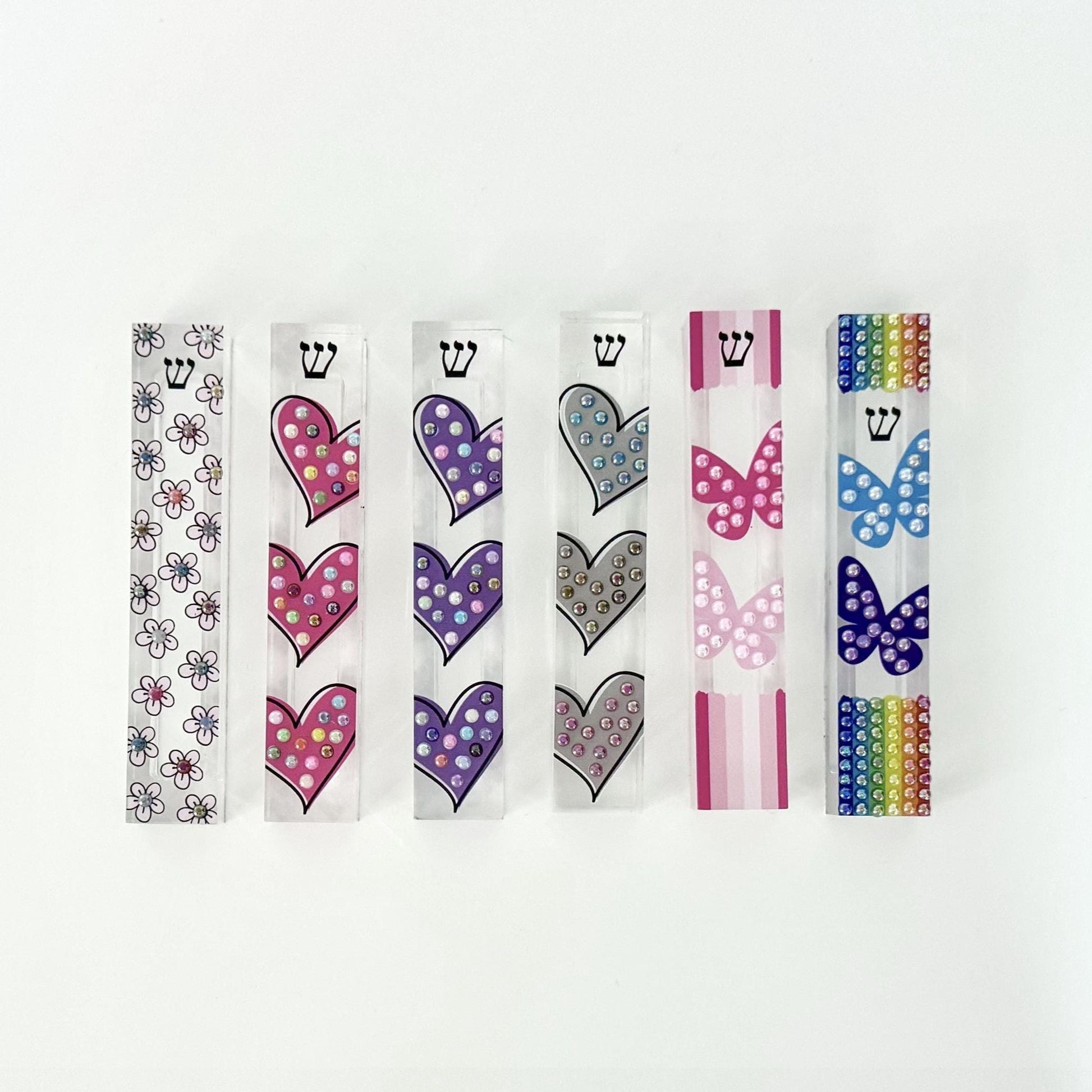 Mezuzah - Butterfly Mezuzah - Embellished Acrylic Mezuzah with faux pearls - Judaica Gift - New Baby Girl Gift - Pink Mezuzah