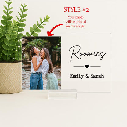 Roomies Frame, Roommate Gift Ideas, Personalized Roomies Frames, Custom Acrylic Roomies Picture Frame, Best Friend Gift