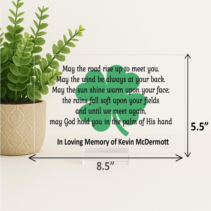 Irish Prayer Memorial - Sympathy Gift Bereavement Gift Funeral Gift - Irish Prayer - Condolence Gift - Custon Shamrock Memorial Gift - MemorialGiftsandmore - 